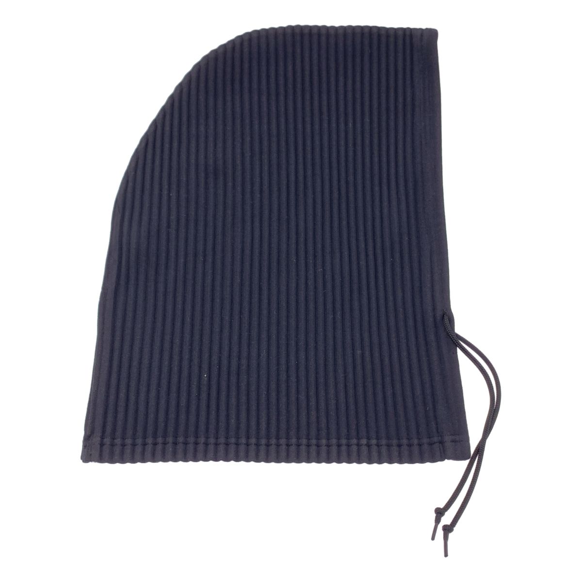 【美品】  me ISSEY MIYAKE / ミーイッセイミヤケ | PLEATS HOOD / プリーツ ドローストリング フーディ / バラクラバ フードウォーマー | ブラック 美品】 me ISSEY MIYAKE / ミーイッセイミヤケ | PLEATS HOOD