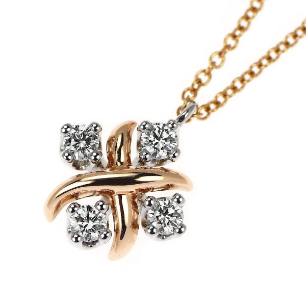 ティファニー K18PG/Pt950 ダイヤモンド ペンダントネックレス ジャン  