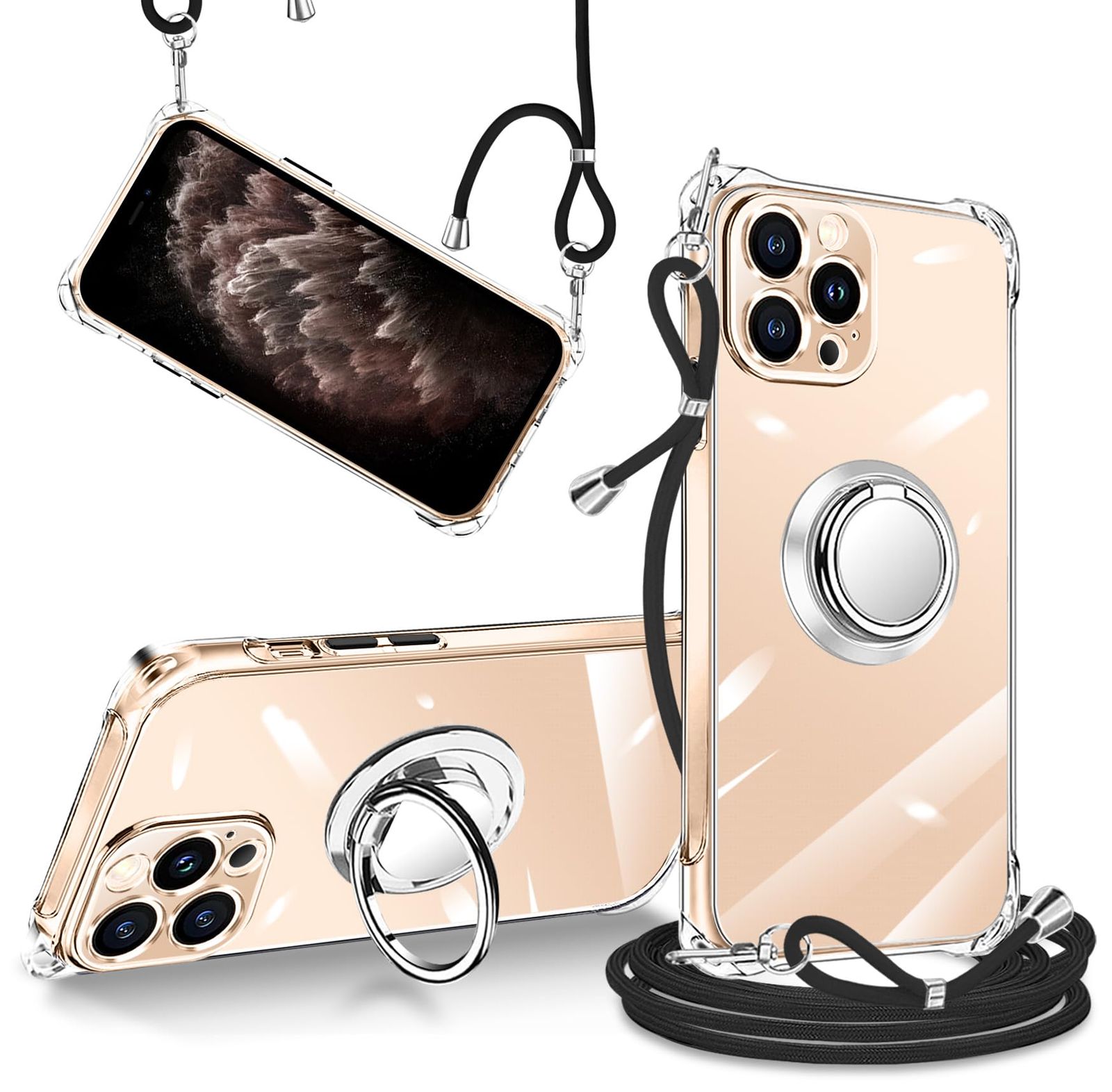 iPhoneアクセサリー iPhone11Pro ☆即日発送☆iPhone 11 pro ケース クリア 透明 リング付き ショルダー