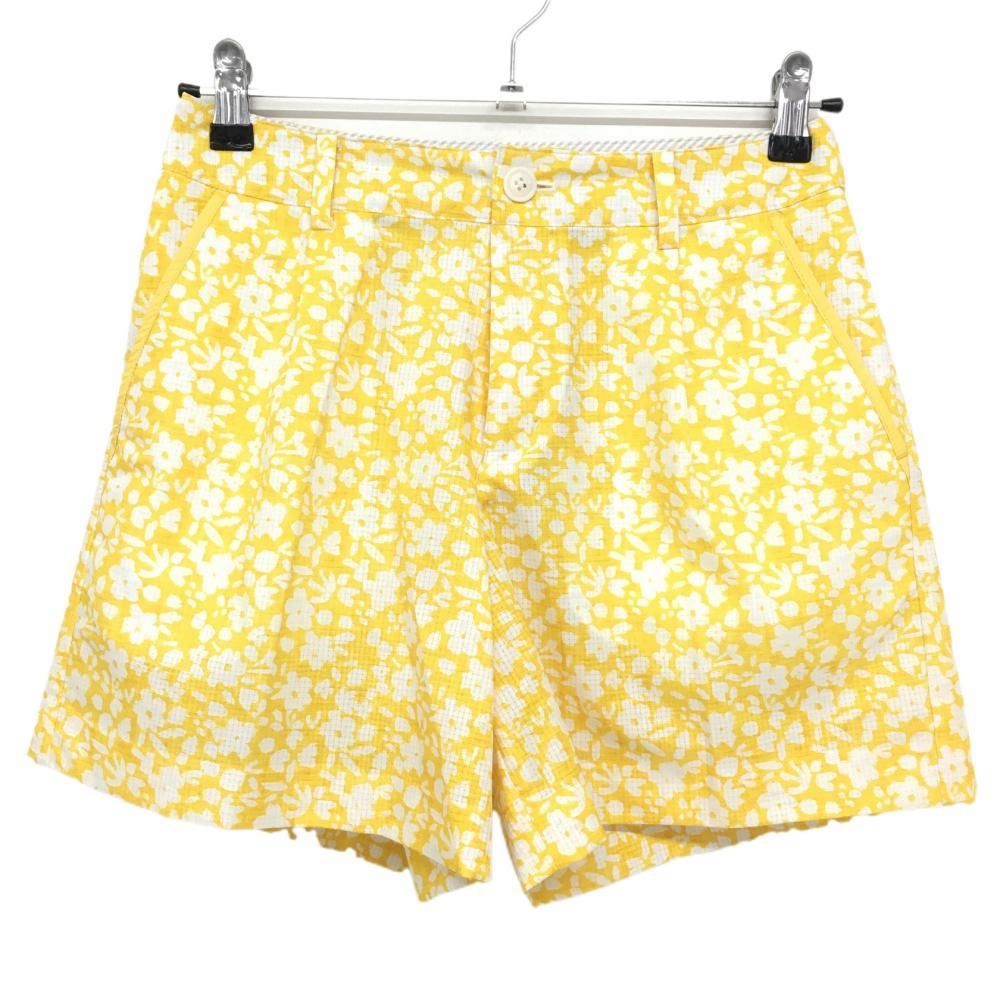 安い，人気 ★特価★【超美品】ビームスゴルフ ショートパンツ イエロー×白 花柄 薄手 レディース S ゴルフウェア BEAMS GOLF パンツ