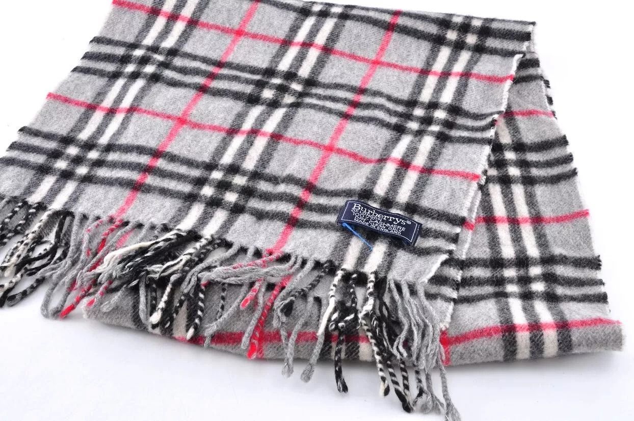 Burberry バーバリー ノバチェック マフラー カシミヤ グレー 灰色