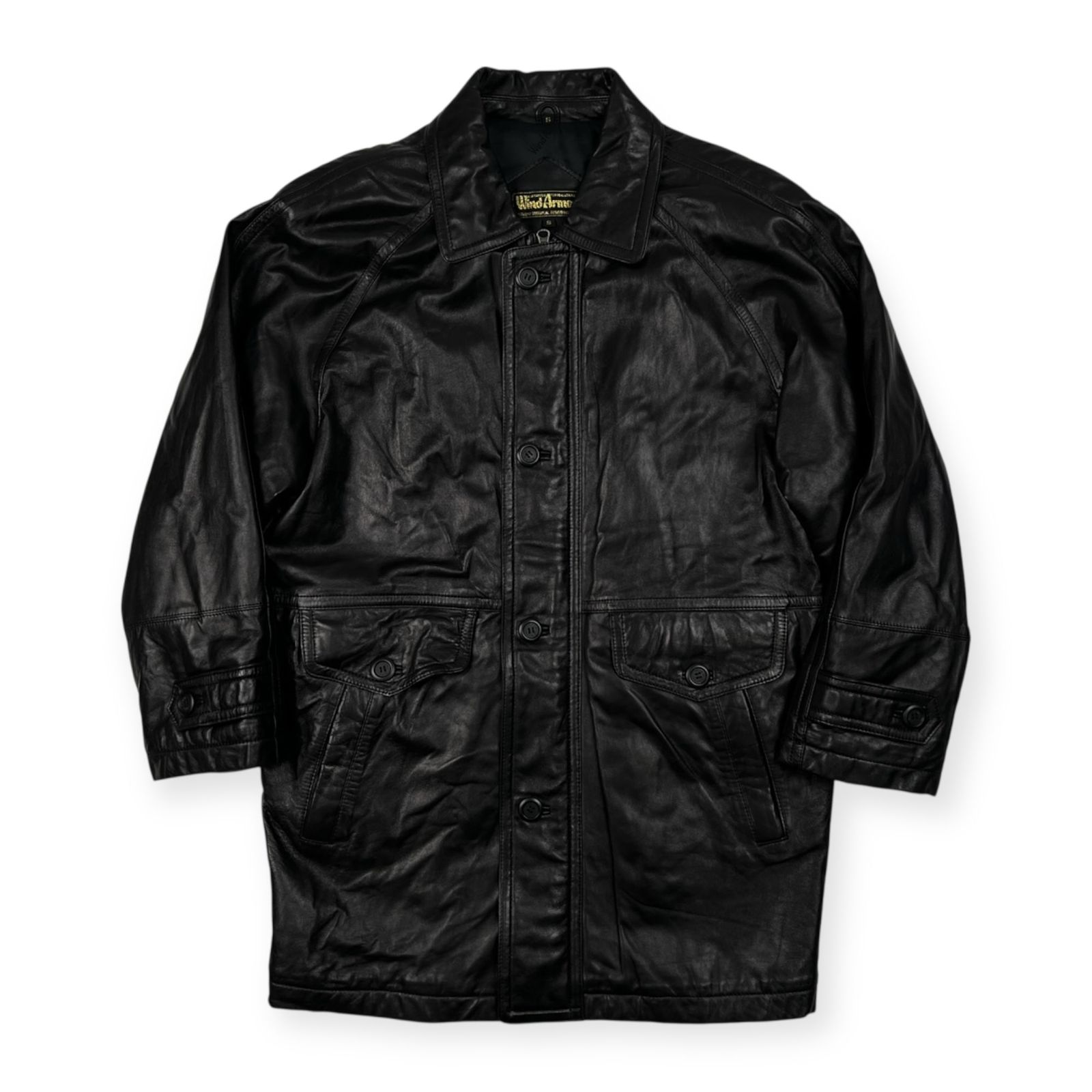 美品 Wind Armor ウインドアーマー レザーロングコート ラムレザー 羊