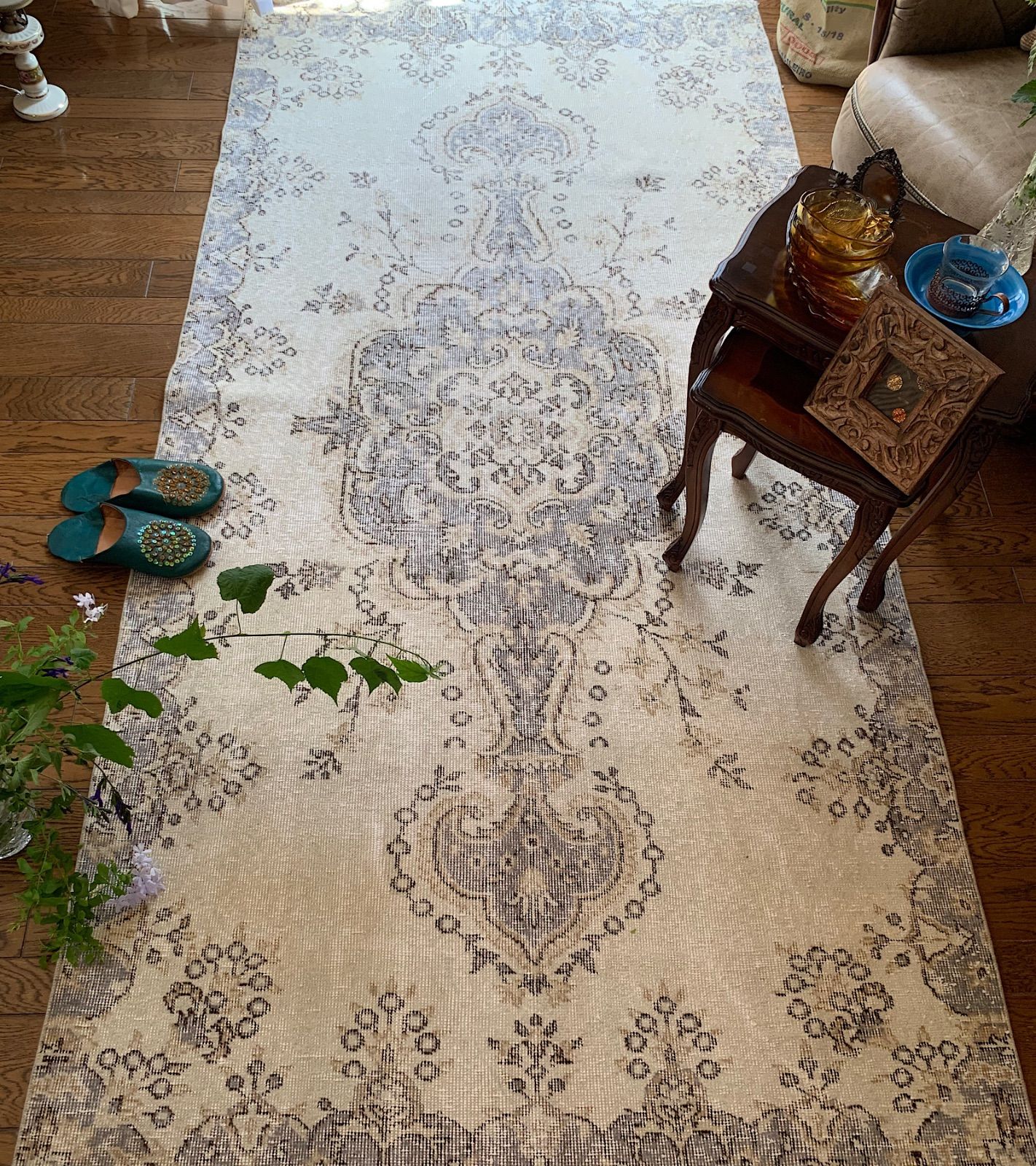 大判135×217 レアカラー　ミルクココア　メダリオン　トルコヴィンテージラグ 大判135×217 レアカラー ミルクココア メダリオン トルコ