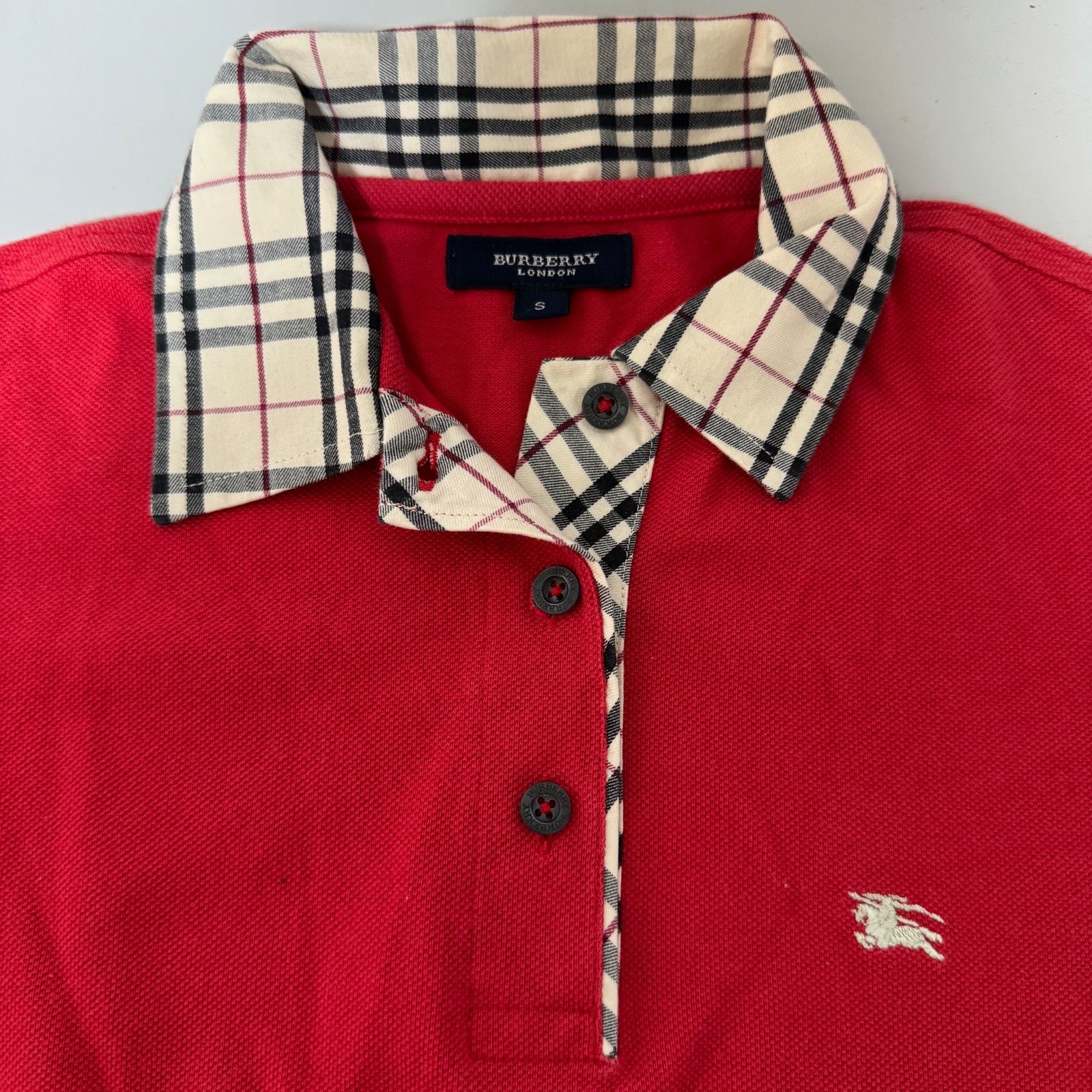 Burberry バーバリー ロンドン ポロシャツ 半袖 Sサイズ レッド