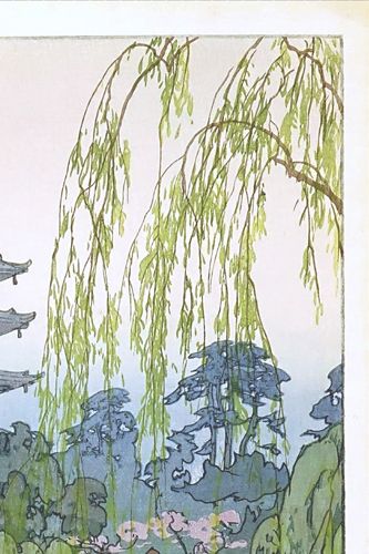 吉田博 猿澤池 小サイズ 複製ポスター 版画 新版画 風景画 奈良 興福寺
