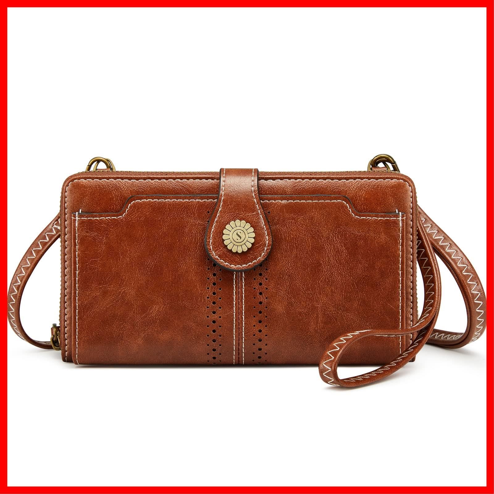 【人気商品】[S-ZONE] レディース クロスボディ財布 RFID ブロッキング ショルダー 電話バッグ リストレット 財布 フェイクレザー ストラップ2本