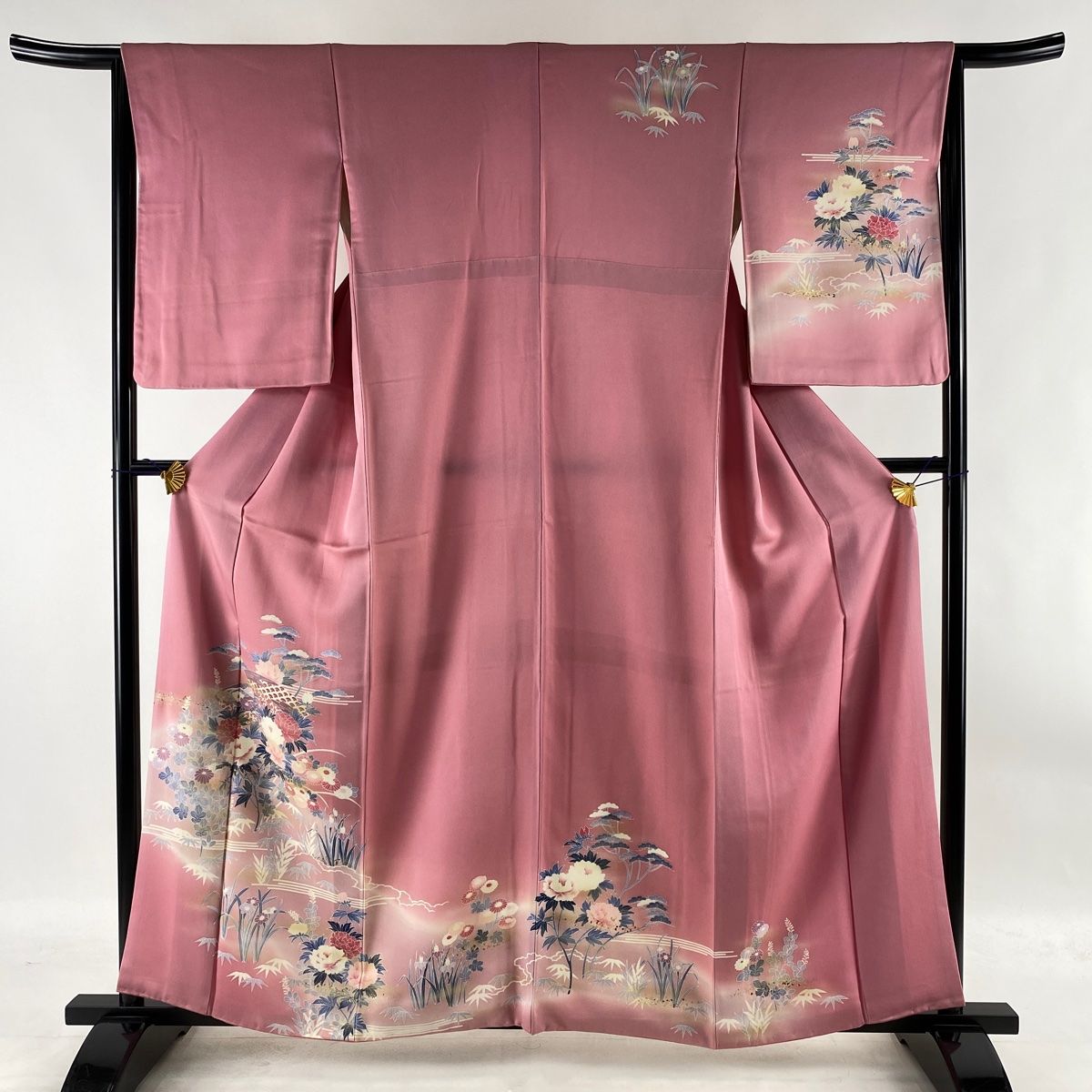 訪問着 秀品 草花 霞 金彩 ぼかし ピンク 袷 身丈159.5cm 裄丈63.5cm S ...