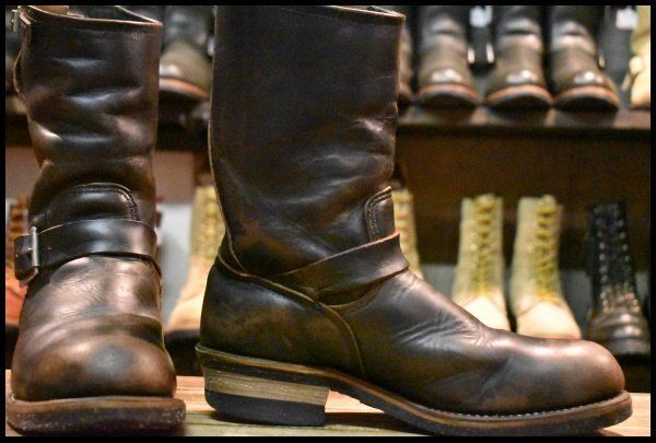 8 D PT 91プリント 93年 刻印 レッドウィング 2268 エンジニア 黒 ブラッククローム スチールトゥ ブーツ redwing FI 122