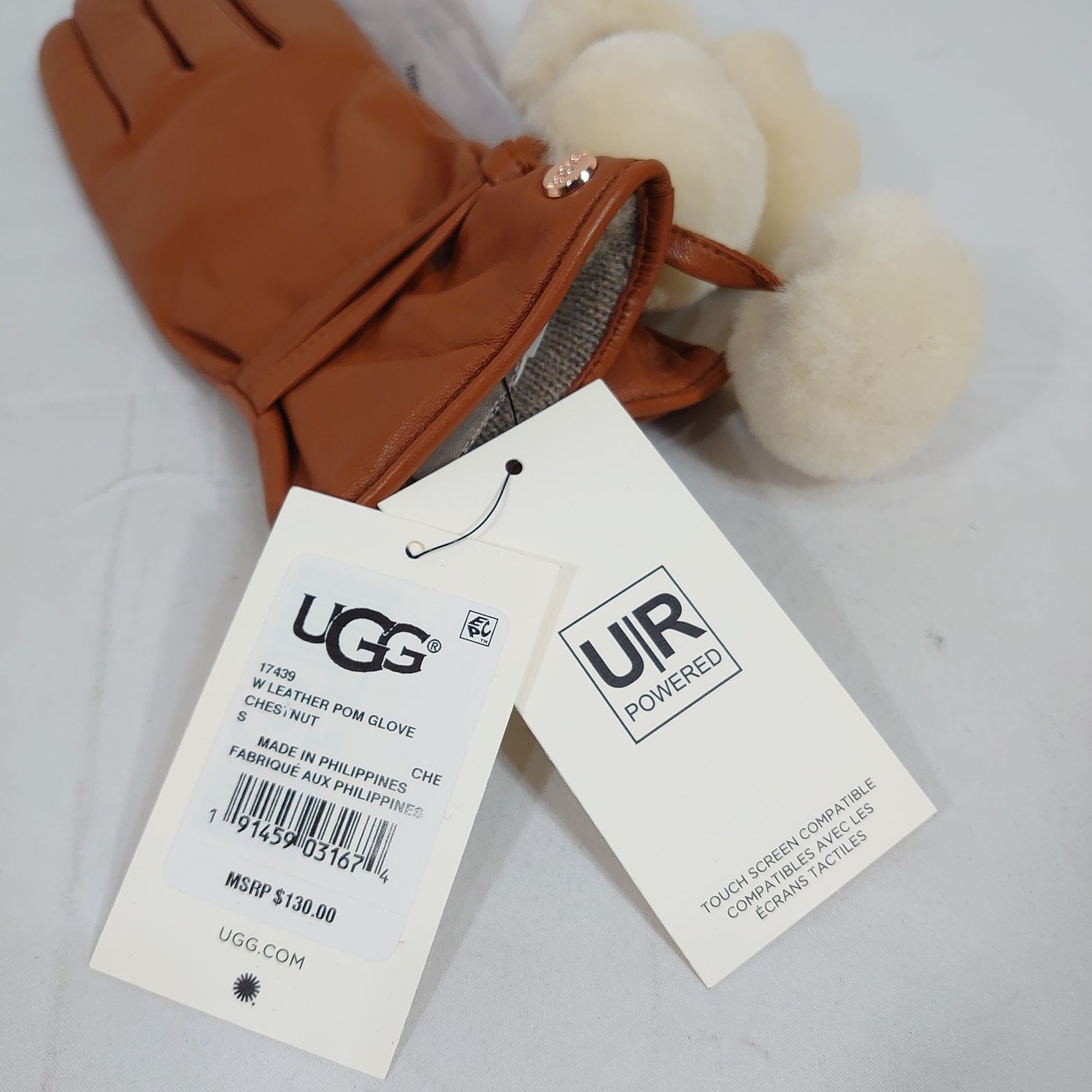 UGG アグ/レザー手袋/LEATHER POM GLOVE/BLACK（UGG® 公式 3