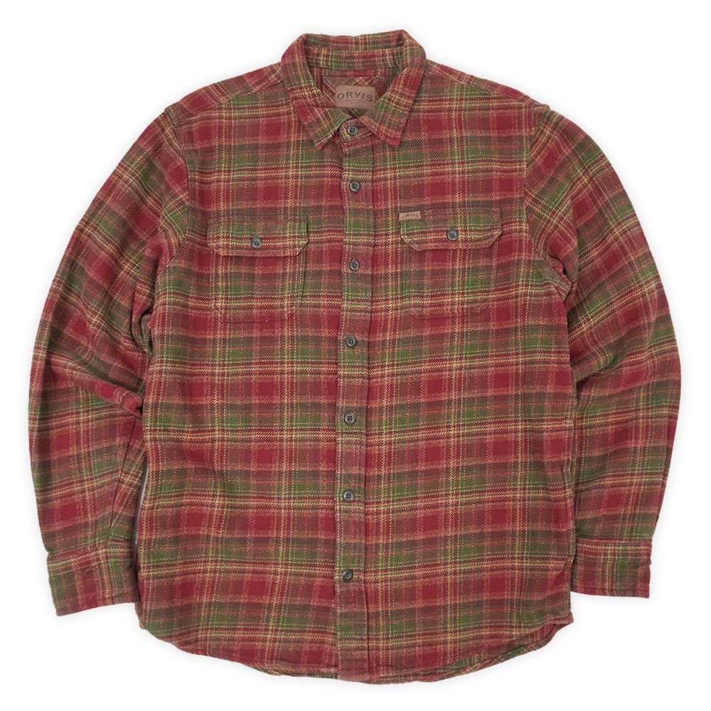 オービス ORVIS 00s 2000年代 Y2K ポケット付き ヘビーネルシャツ フランネル USA ヴィンテージ アメリカ 古着 メンズ シャツ バーガンディー系 チェック柄 L【中古】
