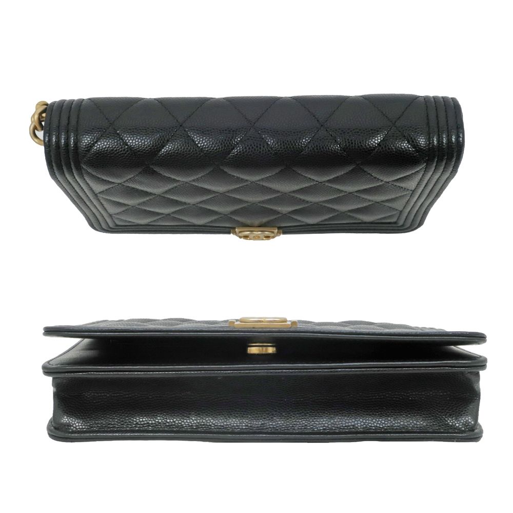 【CHANEL】AP1117 キャビア WOC ボーイ ショルダーバッグ シャネルボーイシャネル チェーンショルダー 黒 ゴールド金具
