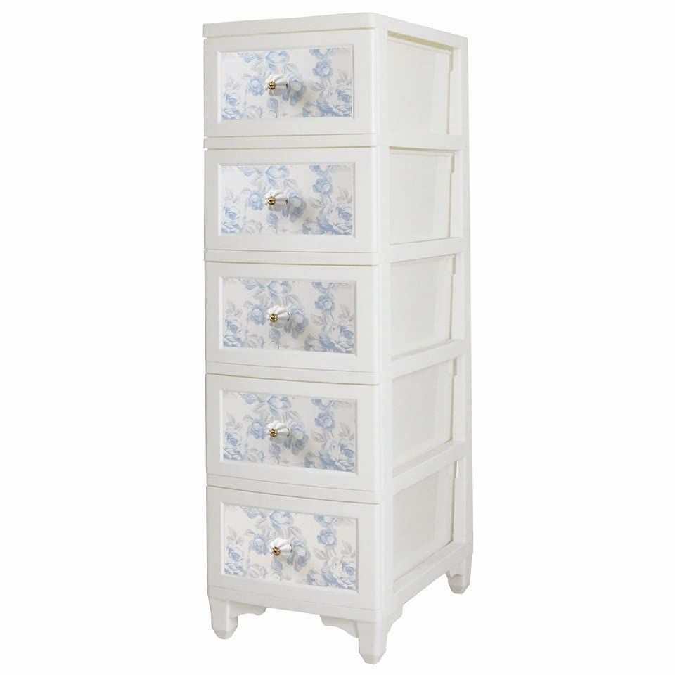 新着商品 ドレスチェンジチェスト 5段 coco リルデココ アンティークローズ ブルー de Lilou W34×D49×H114cm ILC