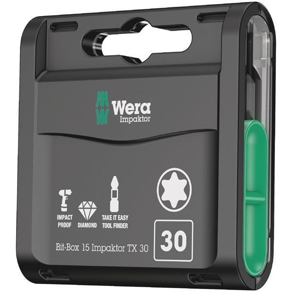 WERA ヴェラ 15本組 差込6.35mm インパクトトルクスビットセット サイズTX30 全長25mm 057776 工具 ツール DIY 作業工具 道具