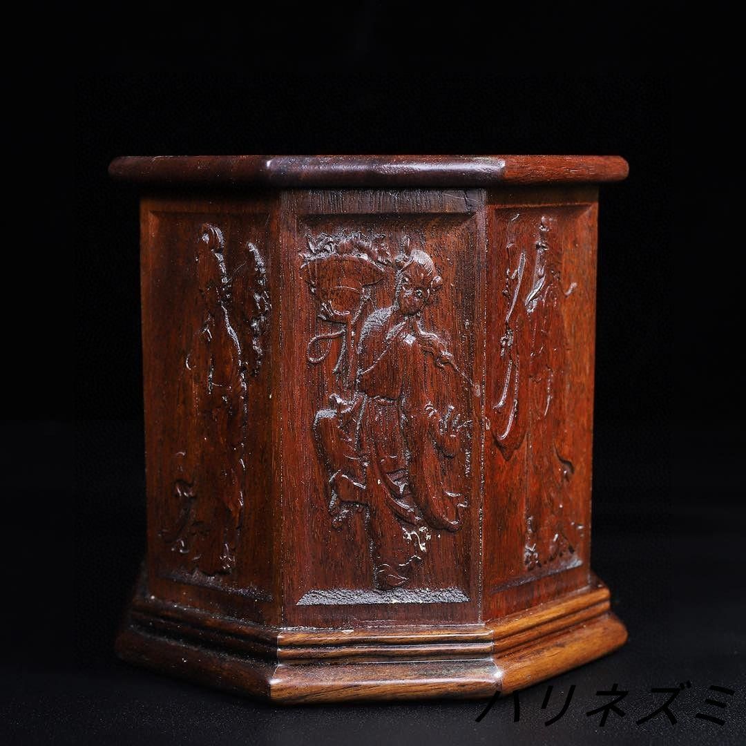 彫刻 浮彫り八面八仙仏像 筆箱 書道具 文房具 現代工芸品美術品