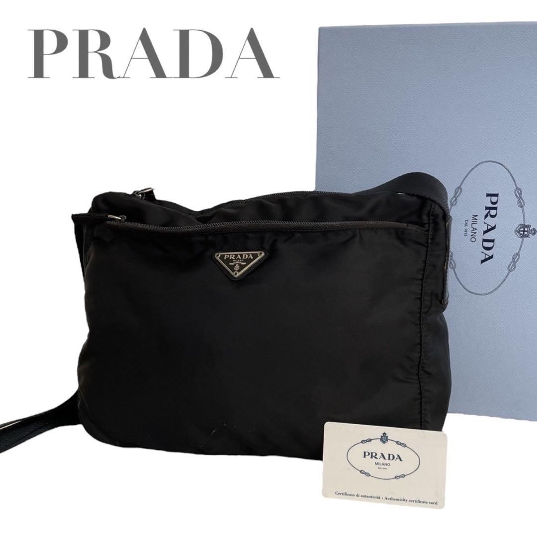 【✨美品✨】 プラダ 三角ロゴ ナイロン メッセンジャーバッグ ブラック 日本直送 名牌中古包 】PRADA プラダ トライアングルロゴ ナイロン