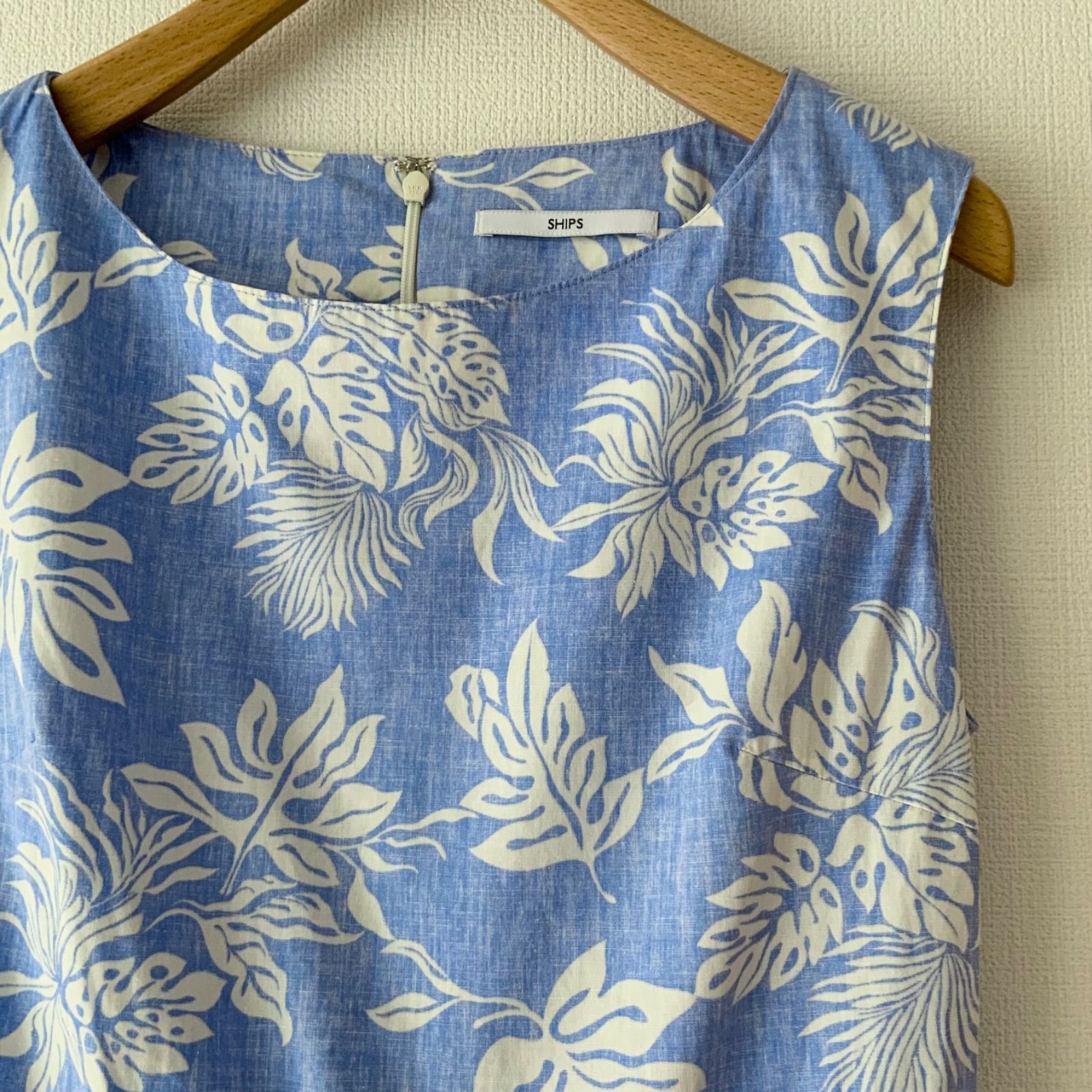 美品 SHIPSシップス ワタベウェディング ワンピース ブレッドフルーツ柄 L 美品 SHIPSシップス ワタベウェディング ワンピース ブレッド