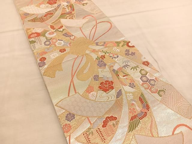 平和屋着物◎佐賀錦 六通柄袋帯 吉祥花鳥文 金銀糸 正絹