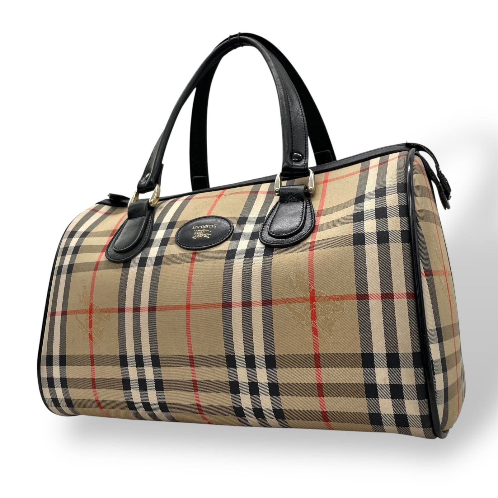 バーバリー ミニボストン 2way ノバチェック PVC レザー シャドー