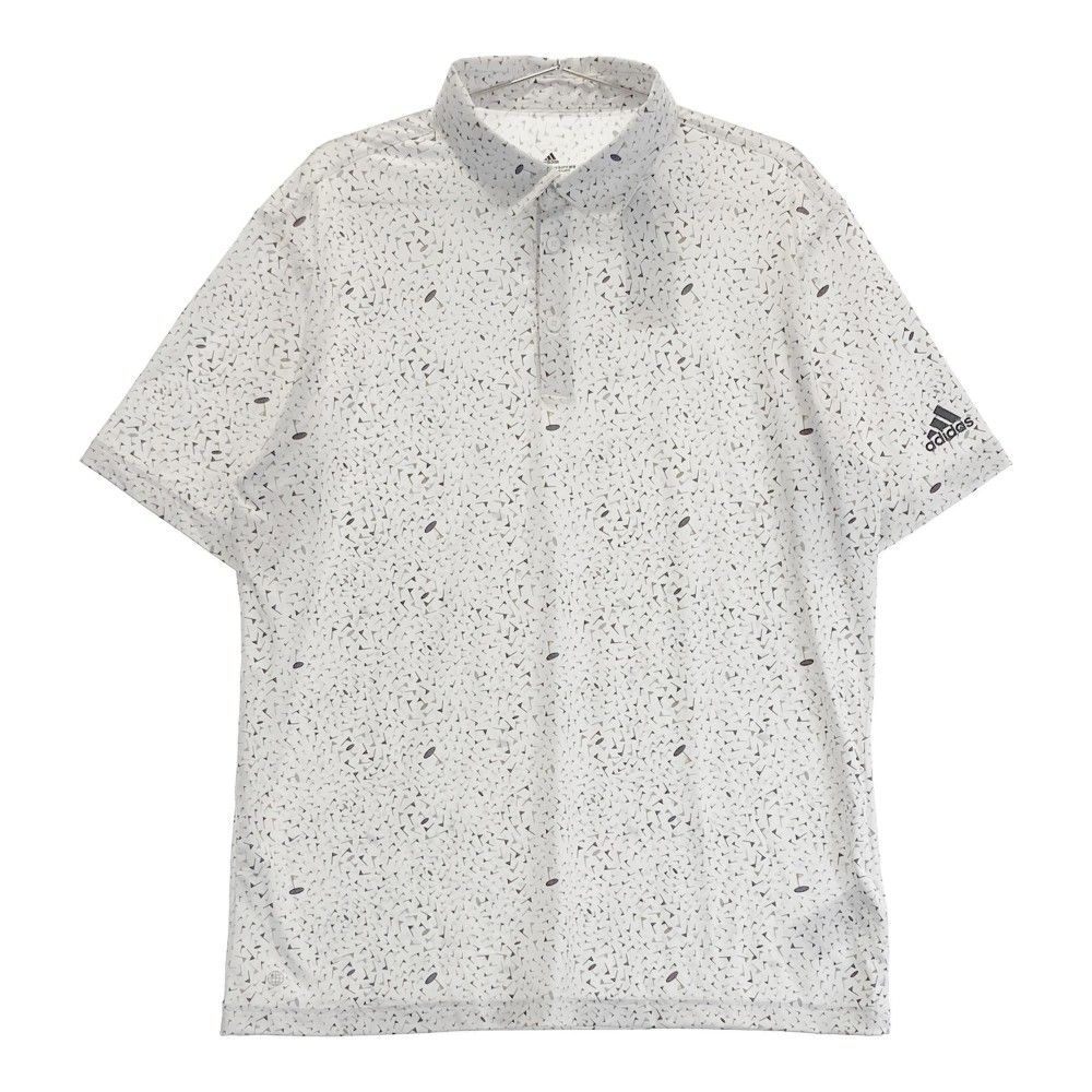 サイズ：O ADIDAS GOLF アディダスゴルフ 2022年モデル/HA9144 半袖ポロシャツ フラッグ 総柄 ホワイト系 [240101314747]# ゴルフウェア メンズ ストスト