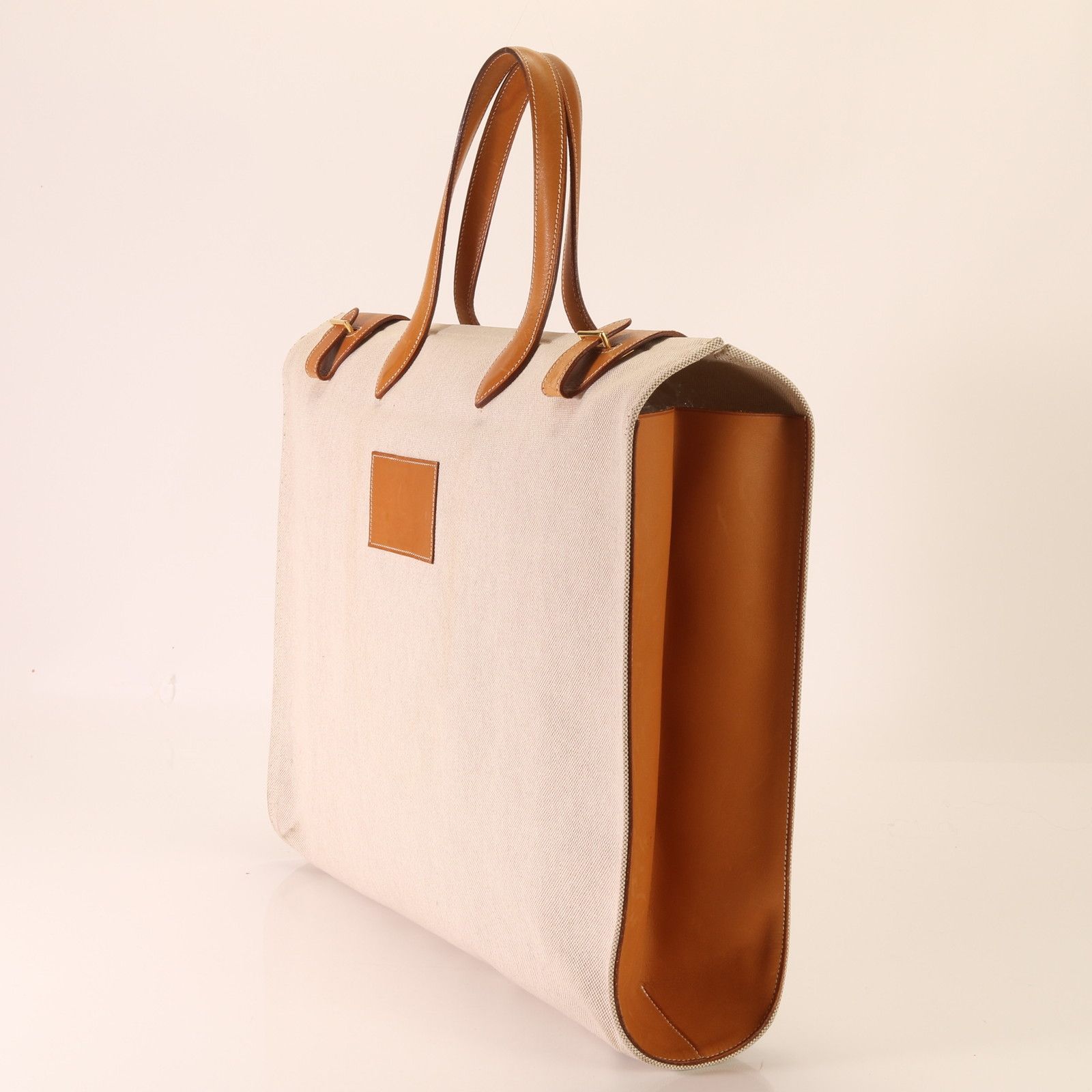 □極美品□エルメス□カバ50 トワルアッシュ□MA R 91 刻印□レザー 