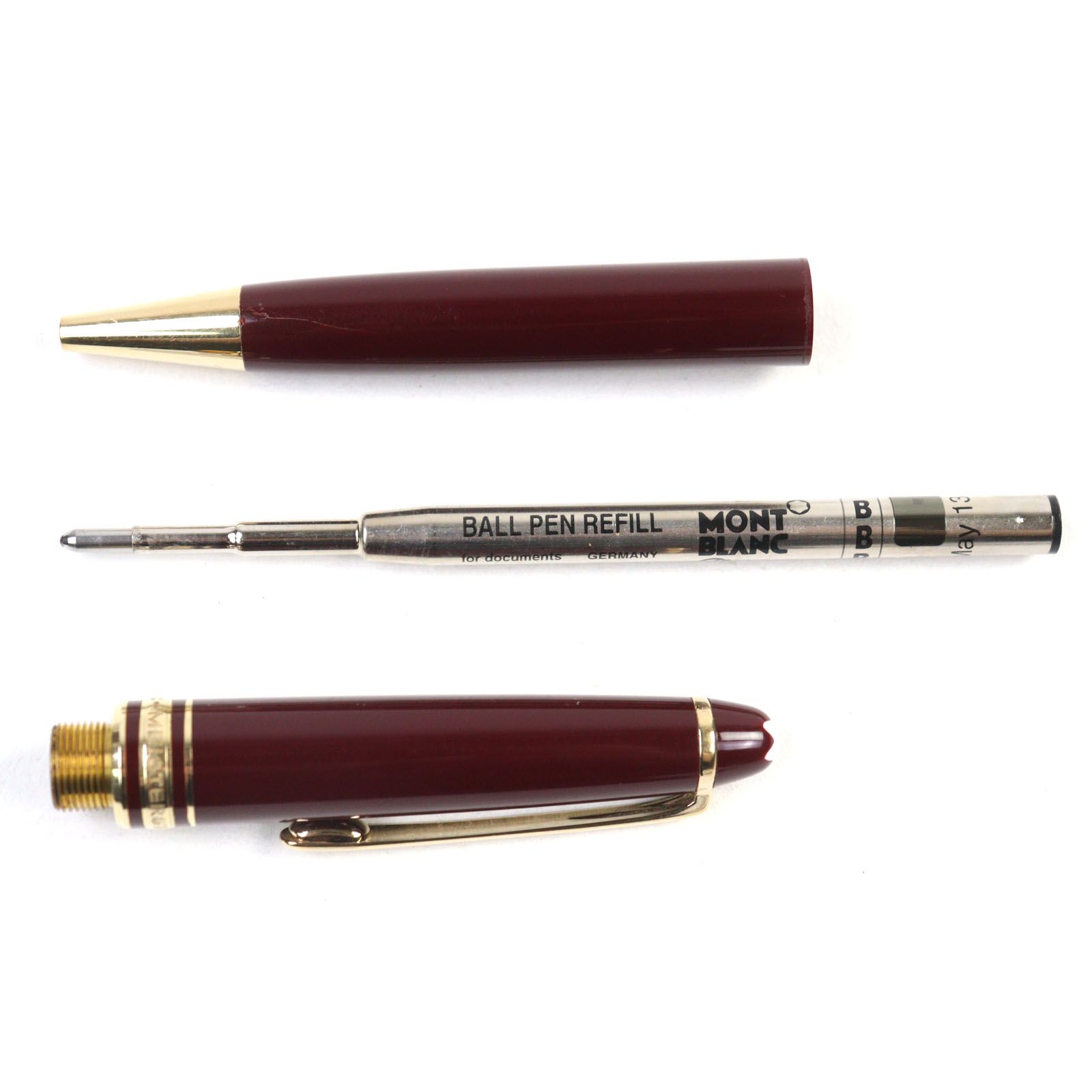 【大特価】 MONTBLANC モンブラン マイスターシュテュック ロゴ刻印 ホワイトスター ツイスト式 ボールペン ボルドー ゴールド 西ドイツ製 筆記 済み クールな