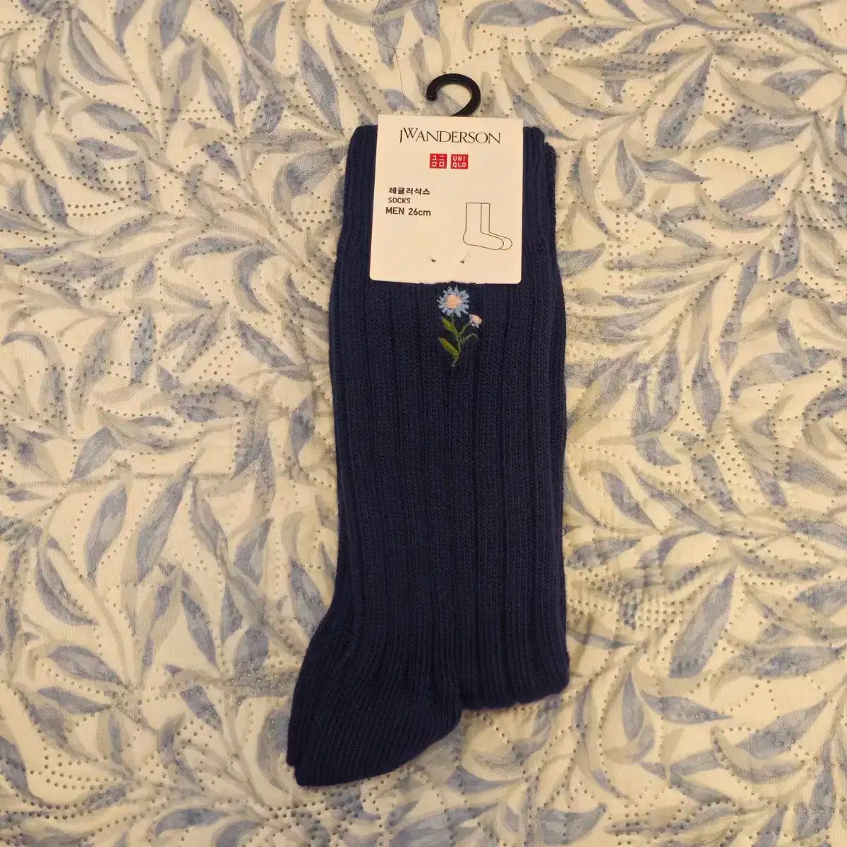 UNIQLO JW Kinloch Anderson キンロックアンダーソン リップソックス 花刺繍 メンズ 靴下 ネイビー