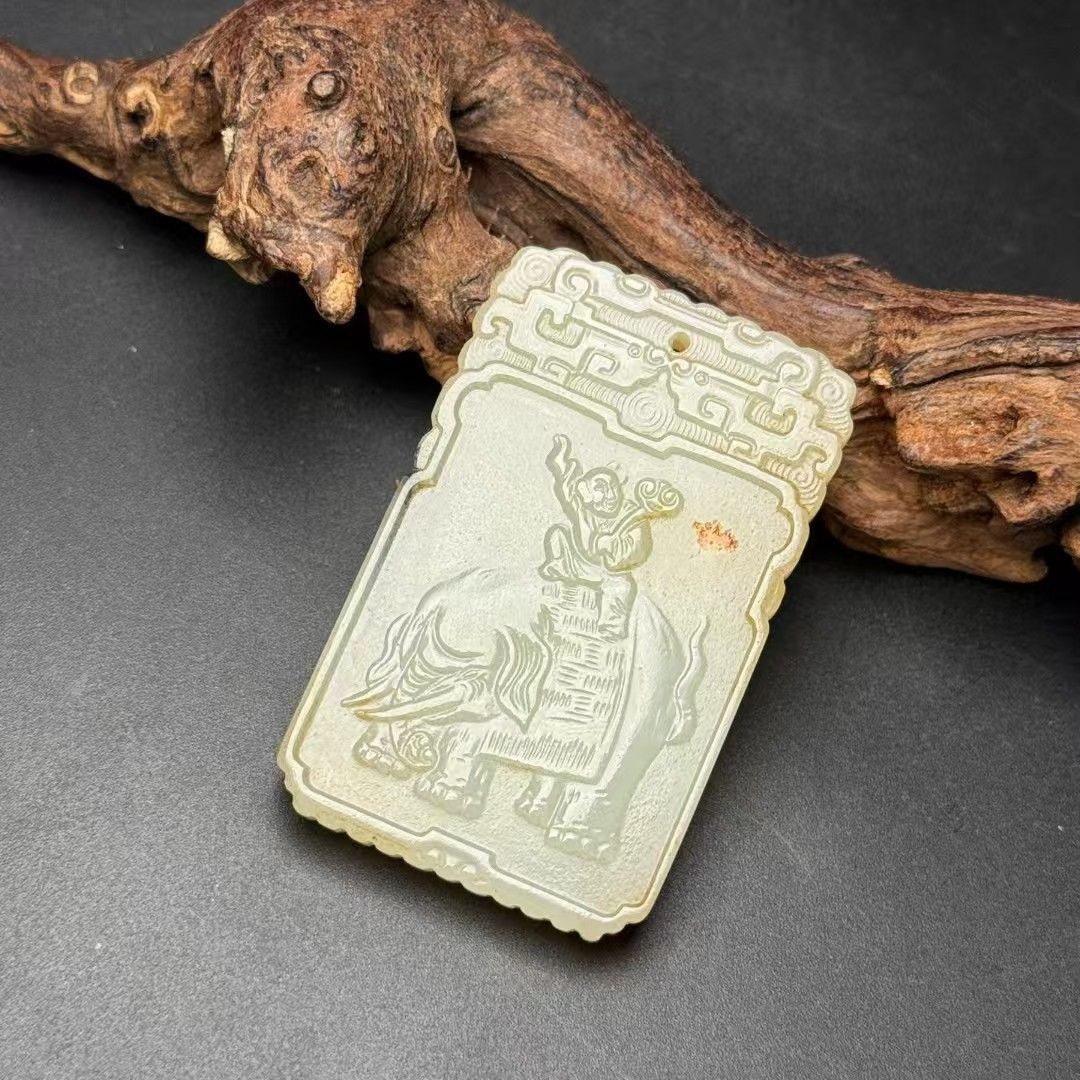 中国古美術.古蔵品.古和田玉佩.太平有象.吉祥如意.純手彫り.装身具