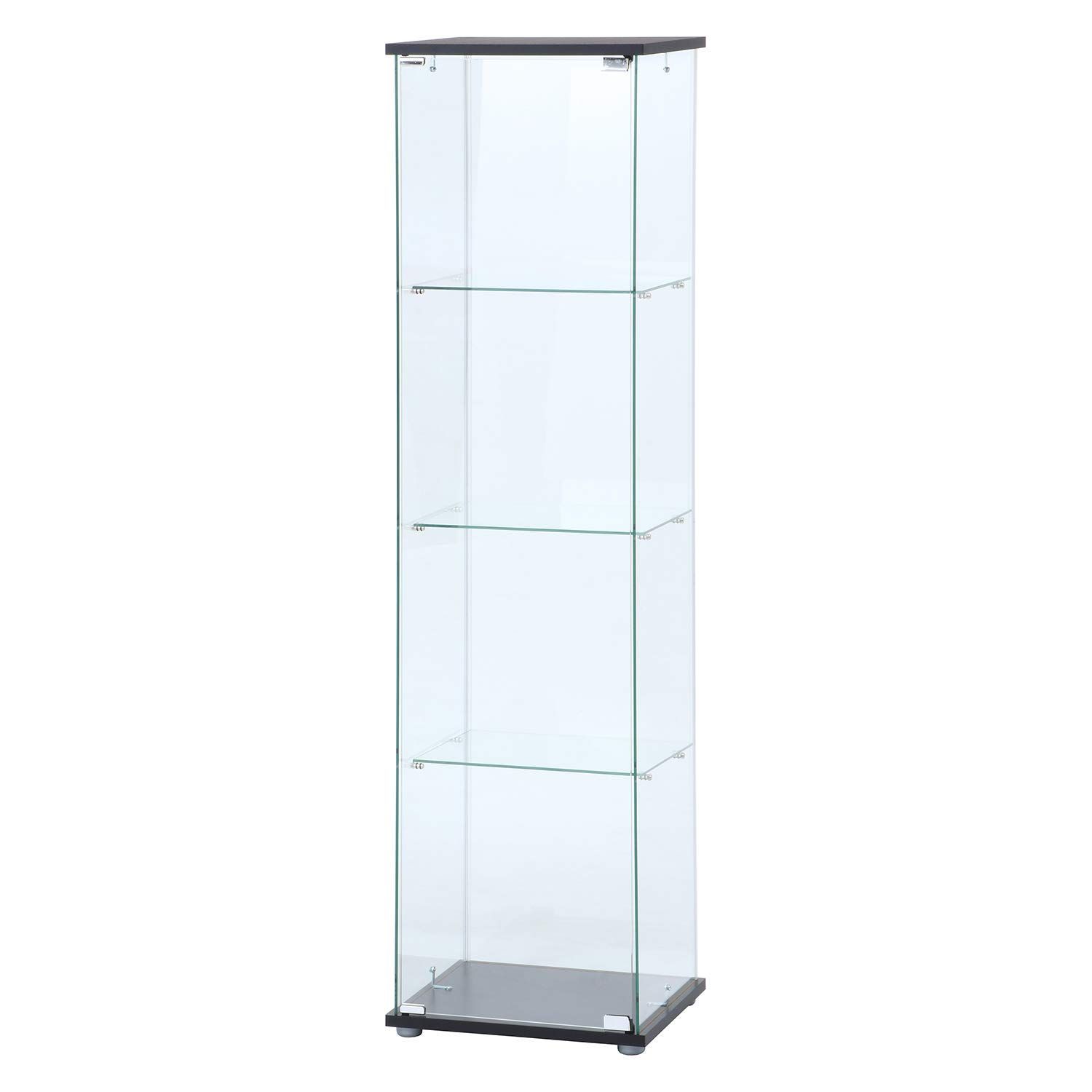 特価　強化ガラス 全面ガラス ブラック 組立商品 幅42.5×奥行36.5×高さ162cm 4段 クリア フィギュアケース コレクションケース 98880 不二貿易