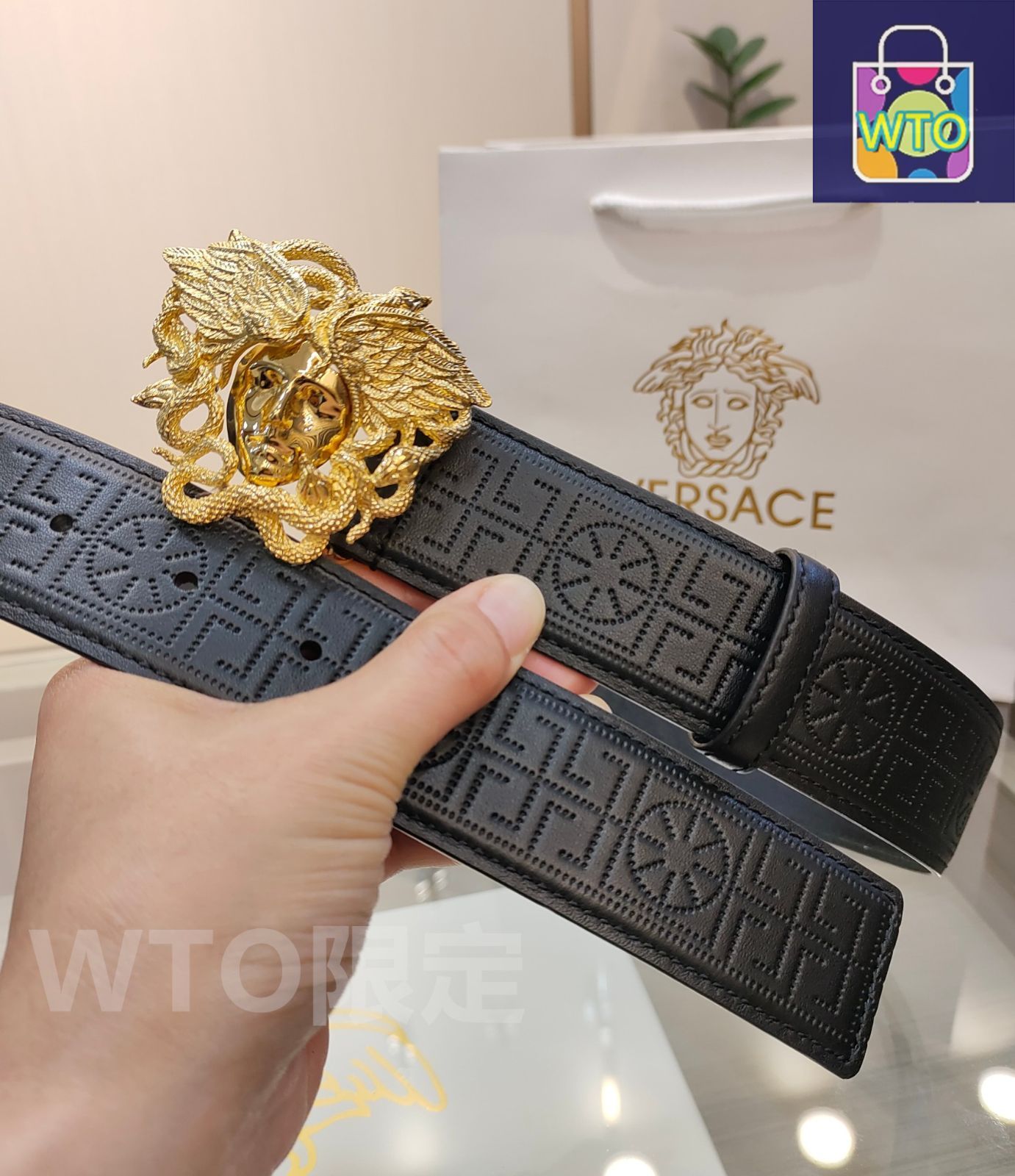 VERSACE ヴェルサーチ レザー ベルト 今日WTO】VERSACE ヴェルサーチ レザーベルト-GQ73 - メルカリ
