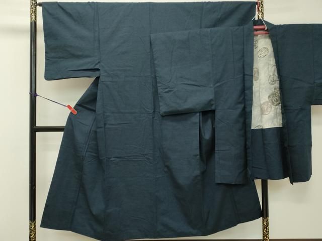 平和屋着物□男性 紬 アンサンブル 長羽織 紺色 正絹 逸品 DAAO6879cd