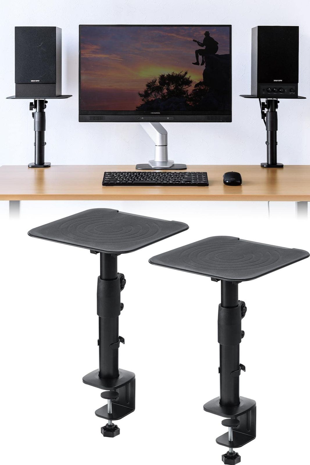 サンワダイレクト スピーカースタンド 卓上 クランプ 高さ29～40cm