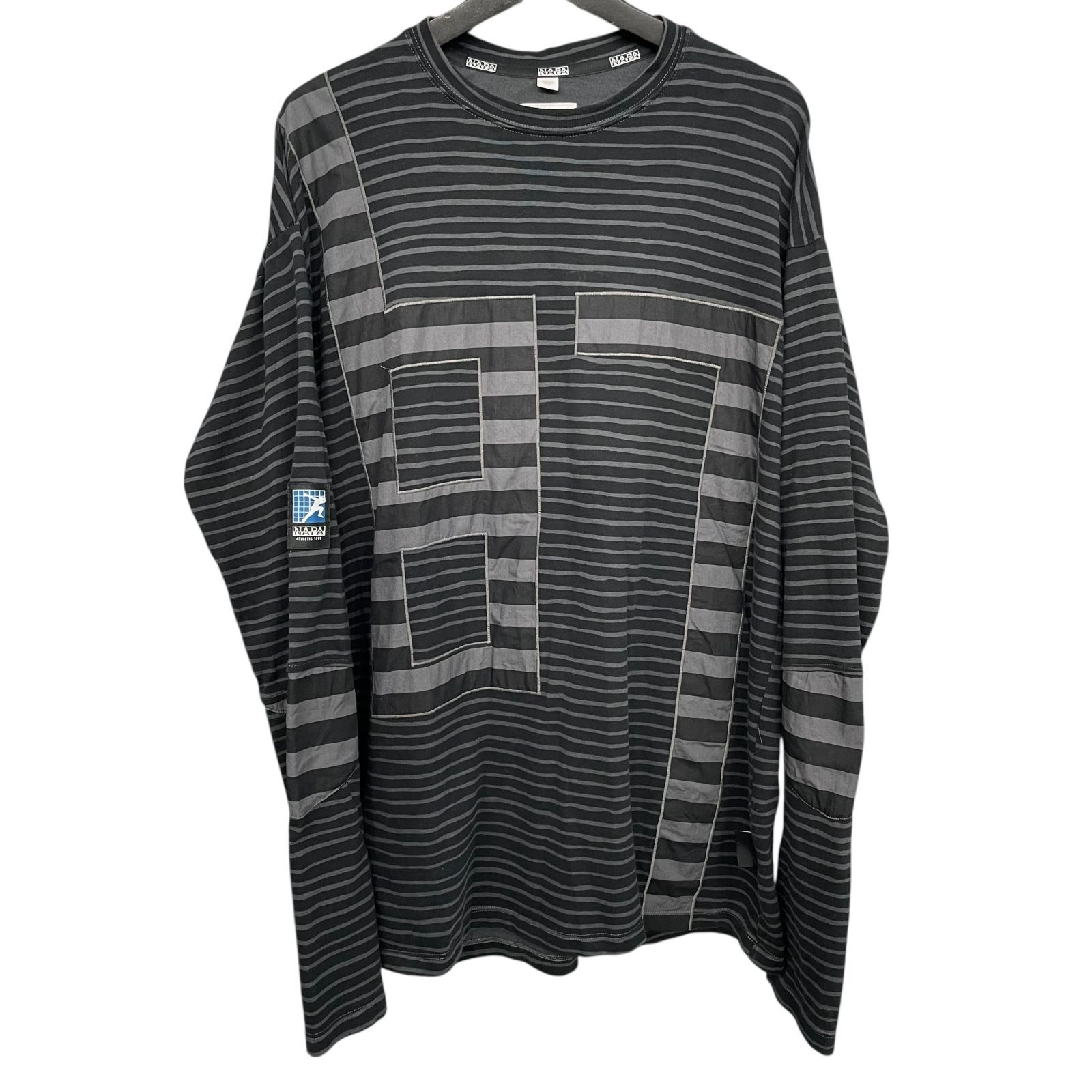 NAPAPIJRI】MARTINE ROSE BORDER L/S TEE BLACK GREY マーティンローズ