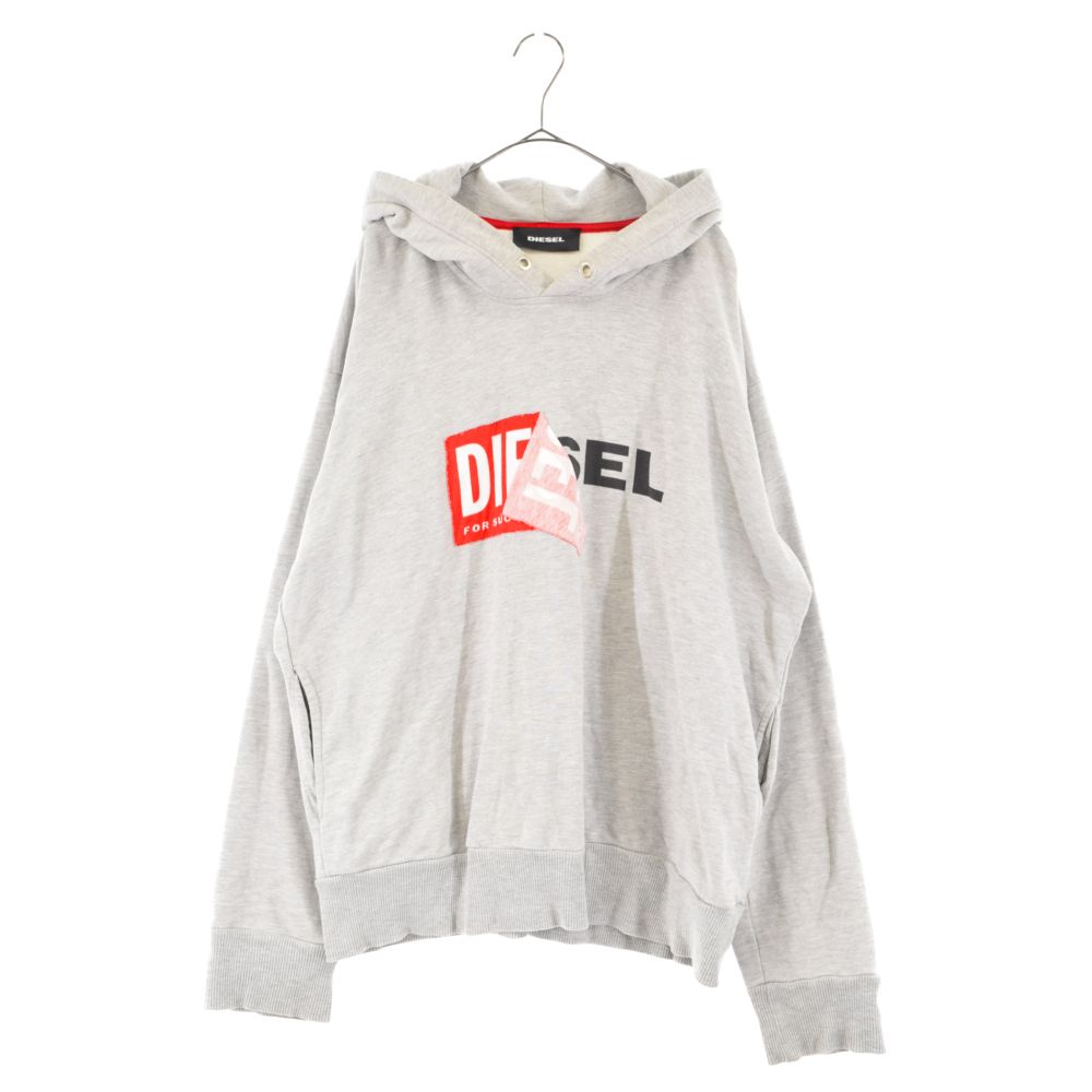 DIESEL (ディーゼル) Wロゴプリントスウェット プルオーバー パーカー 