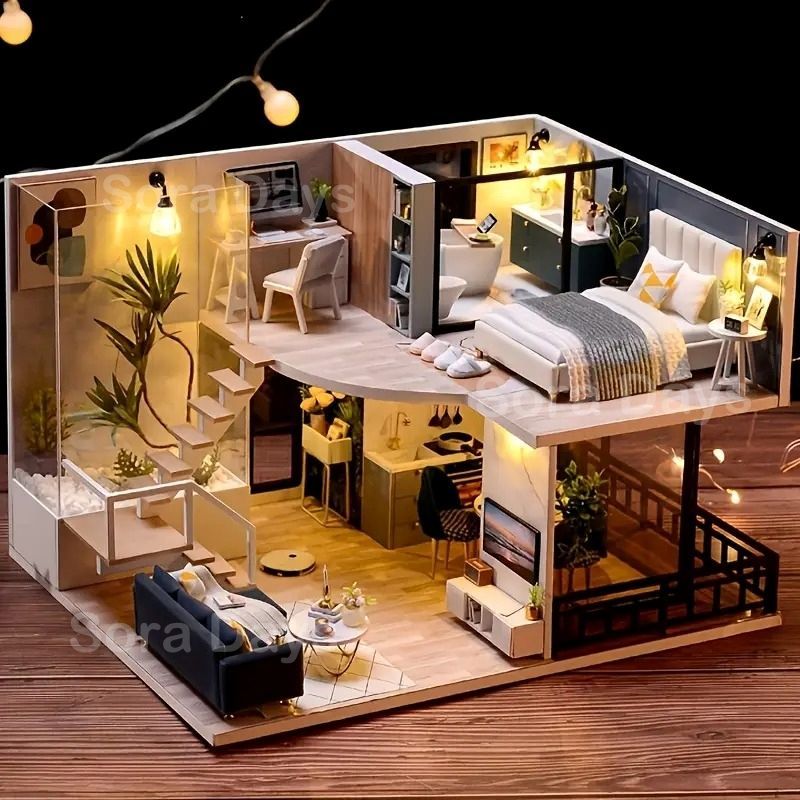 手芸素材・材料 ドールハウス キット DIY ミニチュア建築 モデルハウス