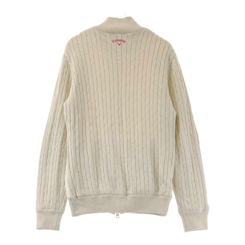 CALLAWAY キャロウェイ ニットブルゾン 裏地付き 総柄 レッド系 LL [240001183720]【中古】メンズ キャロウェイ ニットブルゾン ホワイト Lサイズ 裏地付き CALLAWAY