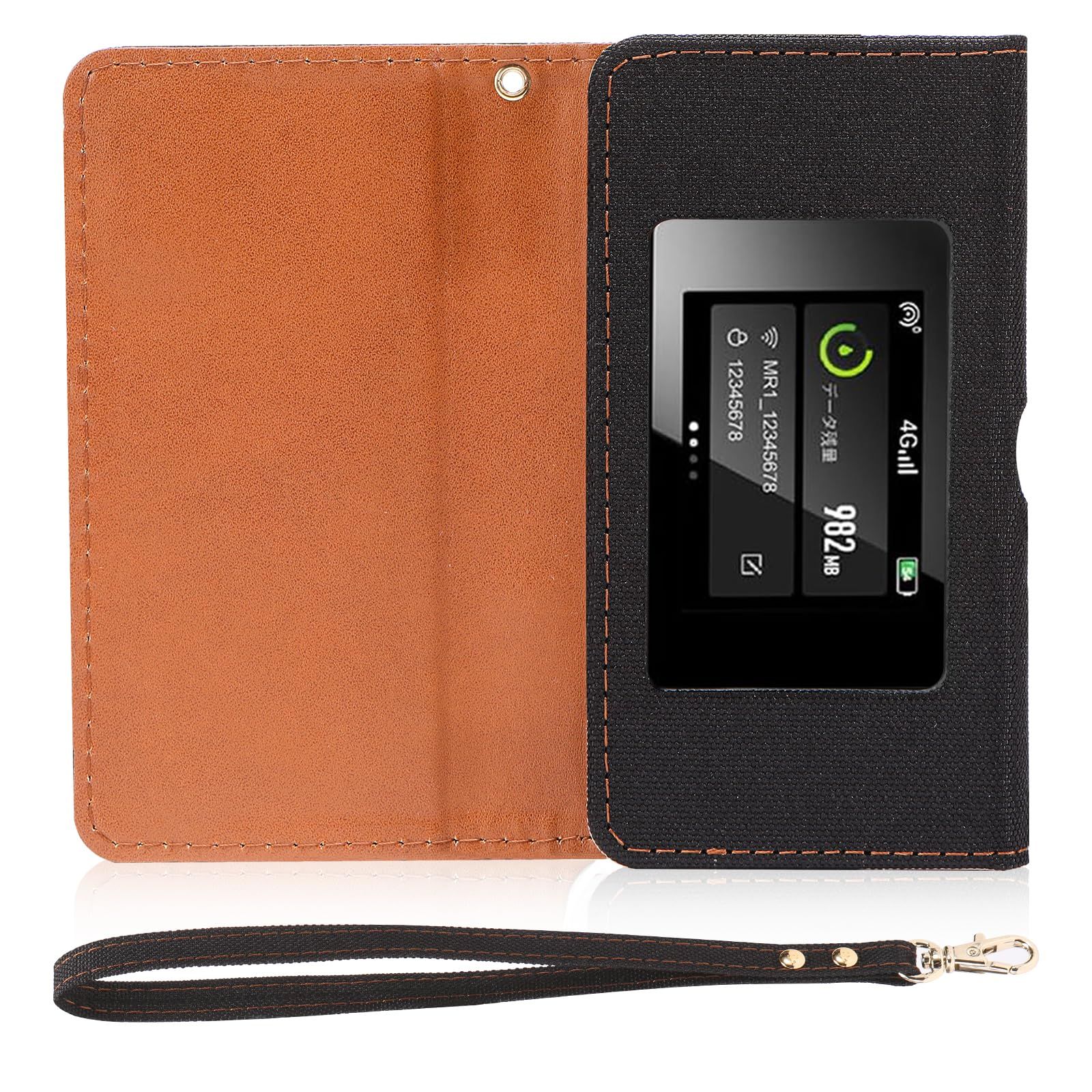【得価，品質保証】 新品 【リチャージWiFi】 MR1専用 モバイルルーター ケース カバー あり フリップタイプ マグネット式 全面保護 耐衝撃 放熱性(ブラック) (くろちゃ) 無線LANルーター