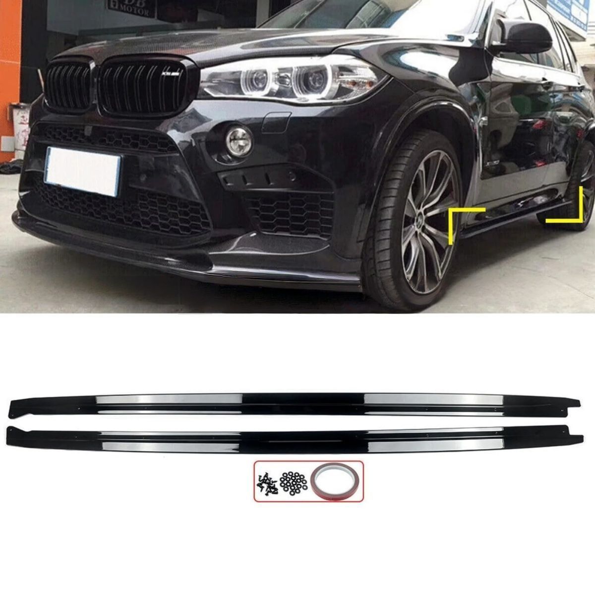 サイドスカート BMW X5 F15 X6 F16 X5M F85 X6M F86 サイドスポイラー エクステンションリップ ABS製 艶あり黒 グロスブラック