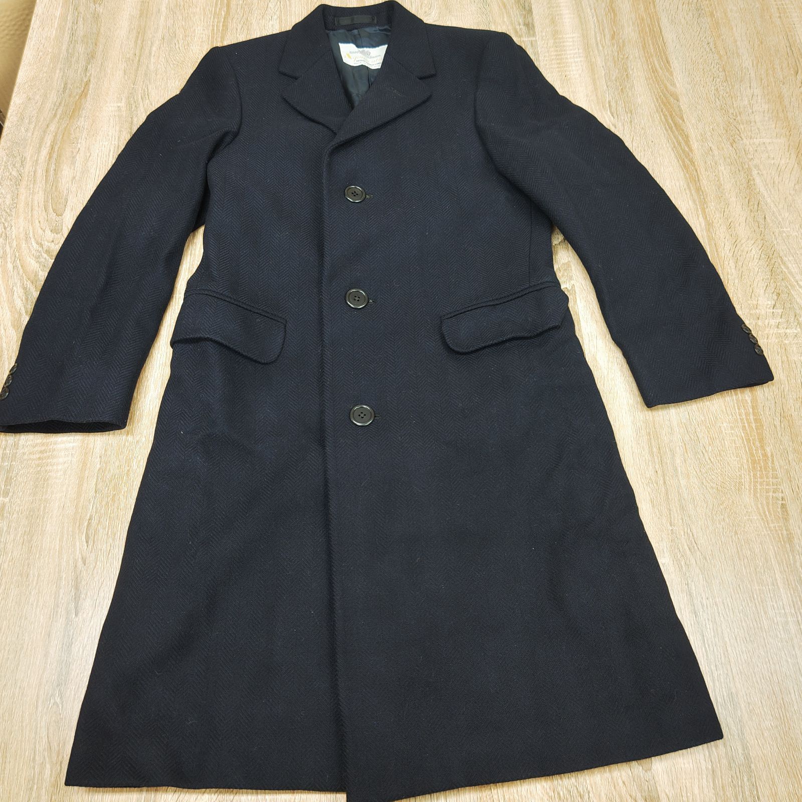 美品。Aquascutum。アクアスキュータム。チェスターコート。ネイビー ...