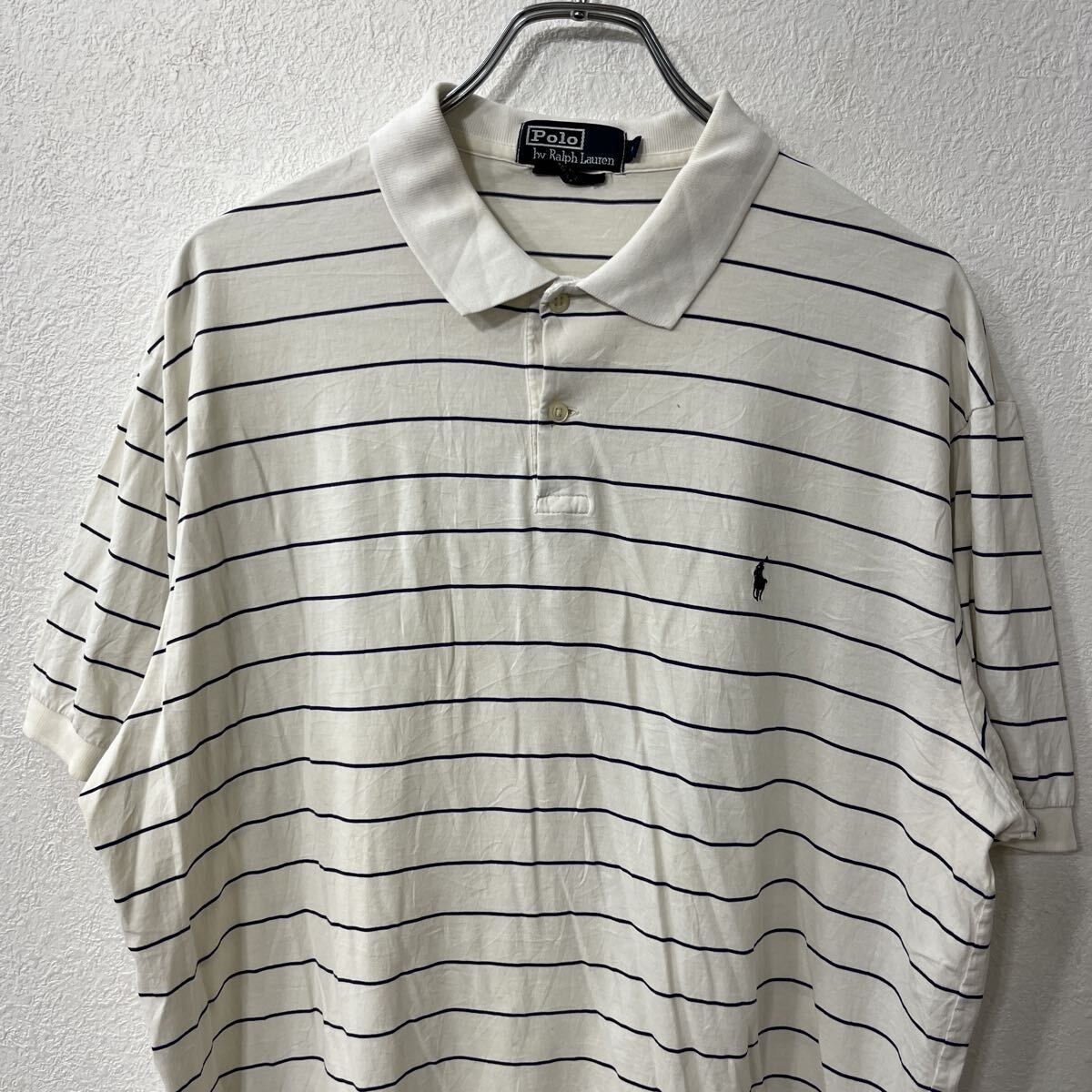 POLO RALPH LAUREN 半袖 ボーダー ポロシャツ L ホワイト ポロ