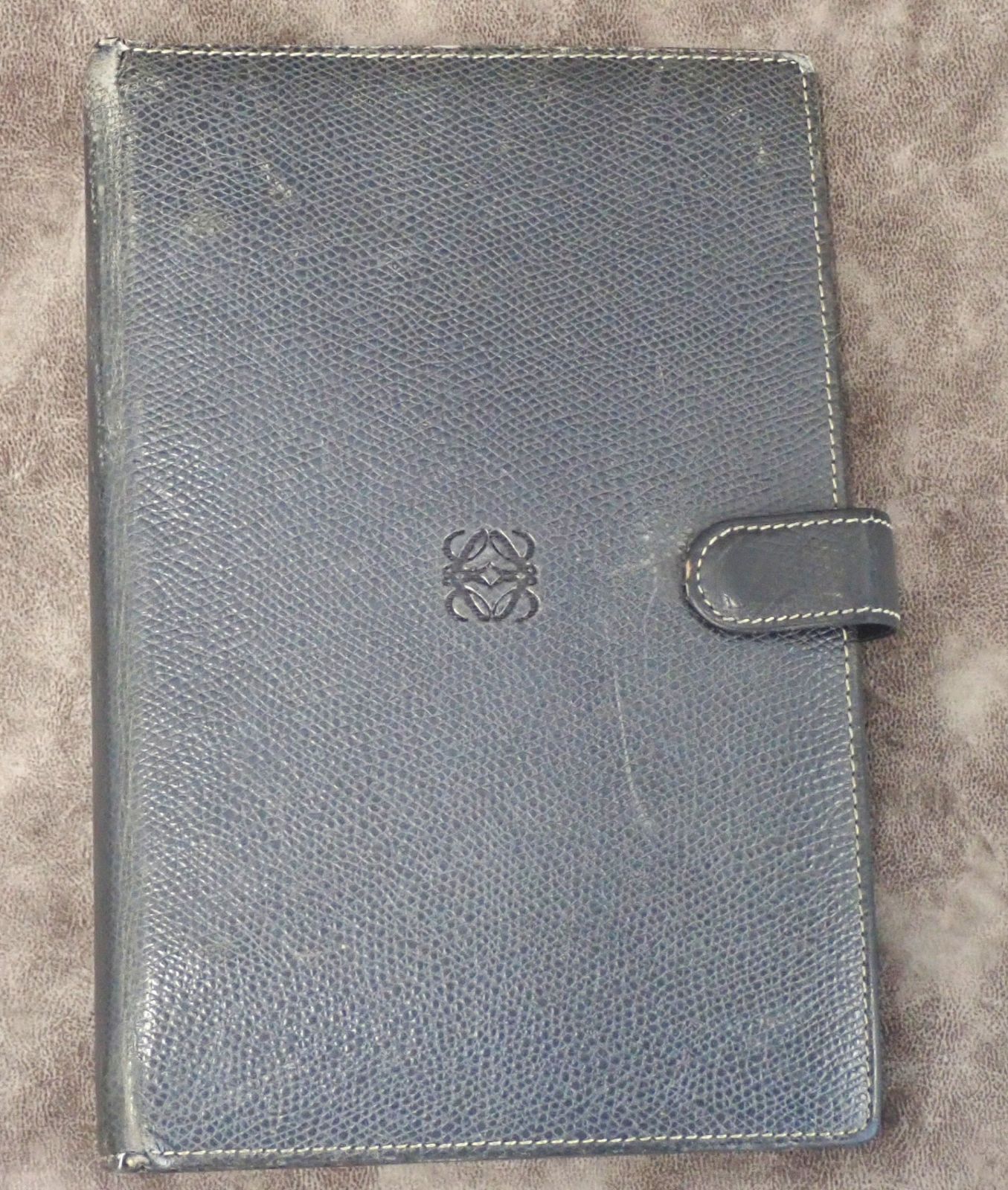 ✨【LOEWE ロエベ 手帳カバー】グレーレザー / 純正ボールペン付