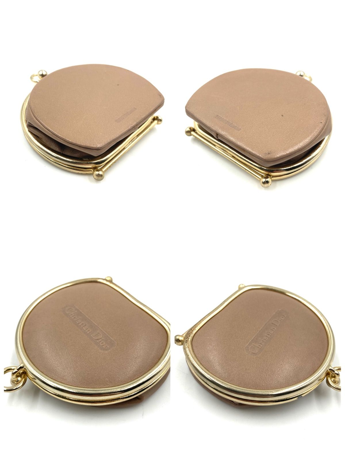Christian Dior　可愛い　がま口　コインケース　ポーチ　ベージュ Christian Dior 可愛い がま口 コインケース ポーチ ベージュ