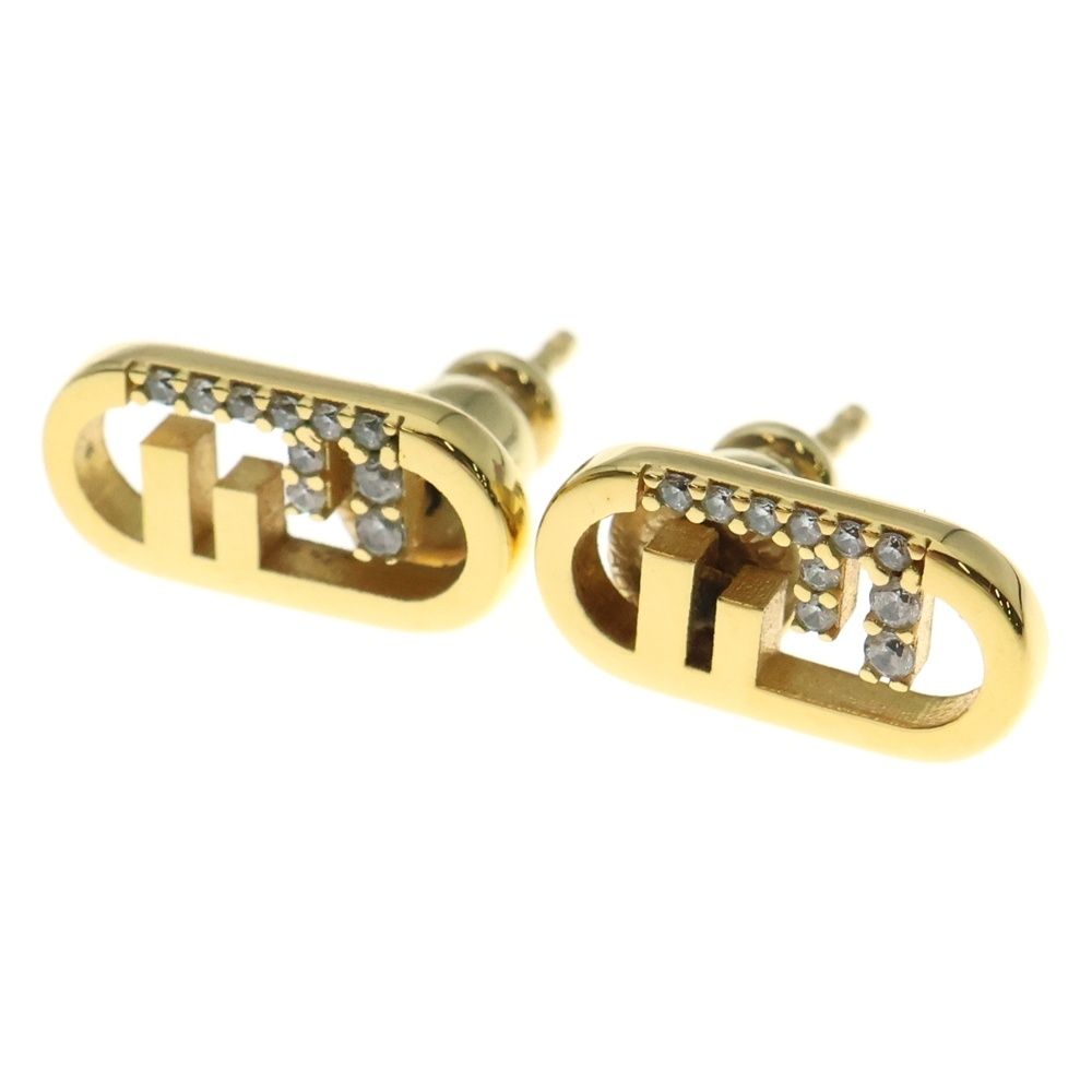 FENDI (フェンディ) オーロック ラインストーン ピアス ゴールド