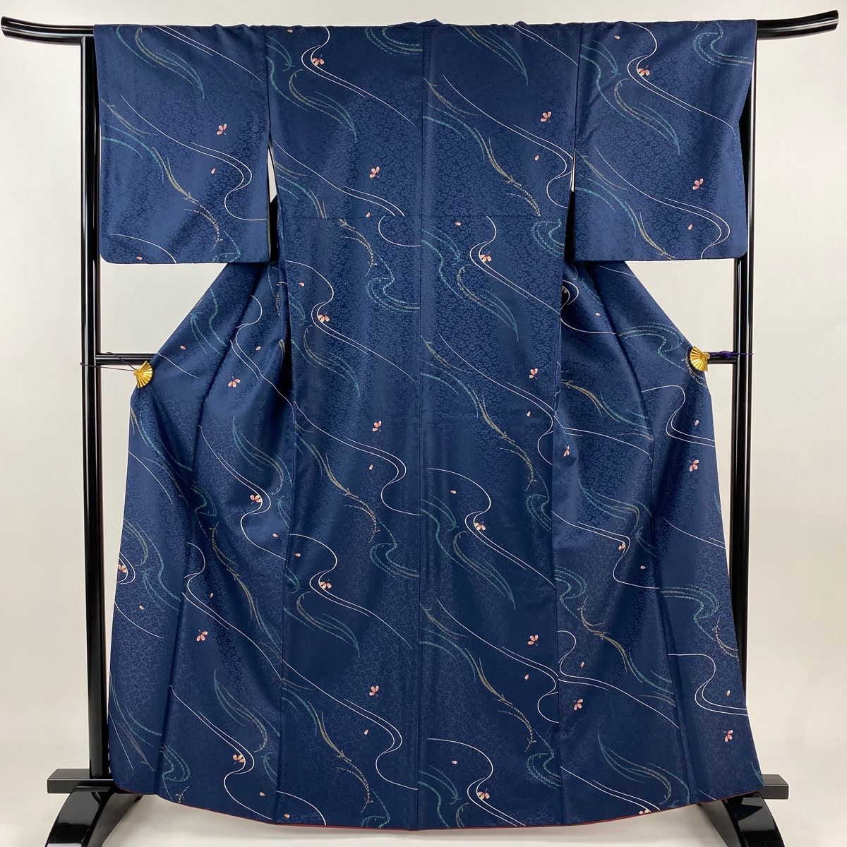小紋 身丈163.5cm 裄丈66cm M 袷 洗える着物 幾何学模様