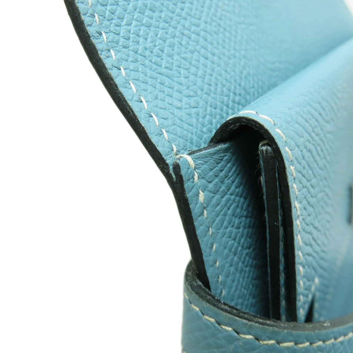 HERMES エルメス ケリーウォレットコンパクト ブルージーン シルバー  