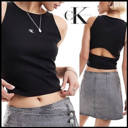 New★Calvin Klein★★バックカット アウト タンク クロップ丈