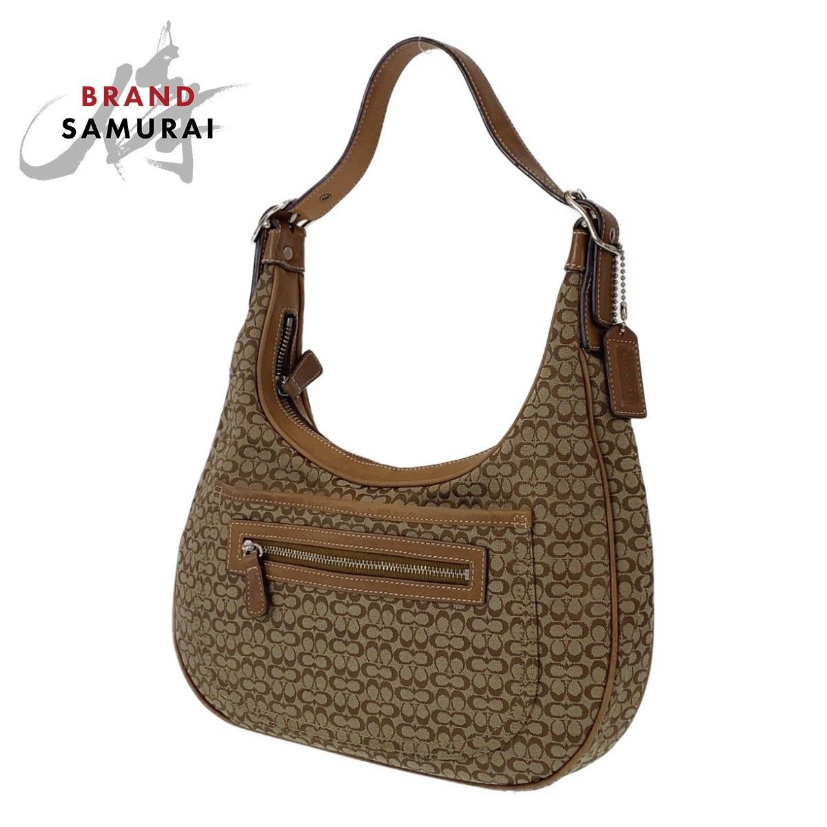 COACHコーチ ハンドバッグ シグネチャー レザー ブラウン 肩掛け A4可 COACH コーチ シグネチャー ブラウン ベージュ レザー /キャンバス