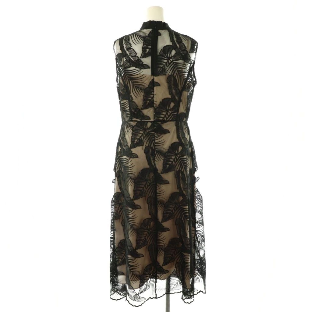 美品　グレースコンチネンタル　リーフレースハイネックドレス　ワンピース　黒 グレースクラス GRACE Class リーフレースハイネックドレス ワンピース