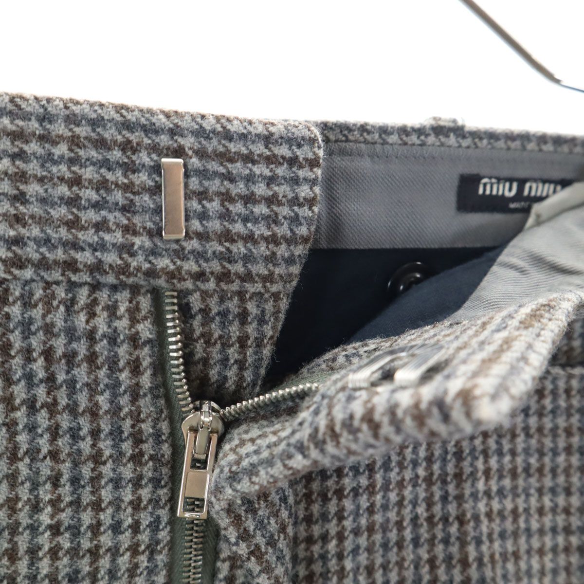 MIUMIU ミュウミュウ イタリア製 ウールブレンド ハウンドトゥース柄