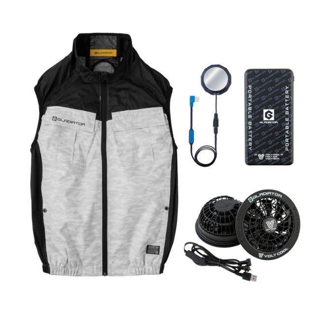 コーコス信岡 ボルトクール ベスト ペルチェ セット ディアゴホワイト XXL G254149 空調 猛暑 夏 作業着 作業服 ファン バッテリー付 VOLTCOOL