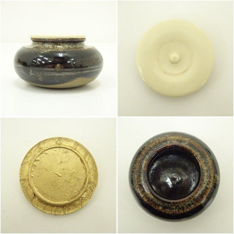 茶道具　桶谷定一作　内海茶入　共箱　V　6691 茶器/茶道具 茶入（お濃茶器）】 京焼き 内海茶入 桶谷定一作